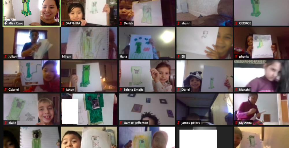 Utica Academy of Science elementary students in Miss Cavo’s class participated in a directive drawing exercise where they drew Minecraft’s Creeper character.