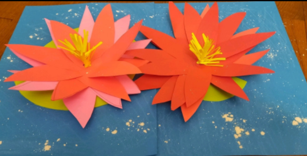 Utica Academy of Science elementary school Atoms create artwork for their Art Show that utilizes the elements of texture and space for their ‘On and In the Pond,’ collection.