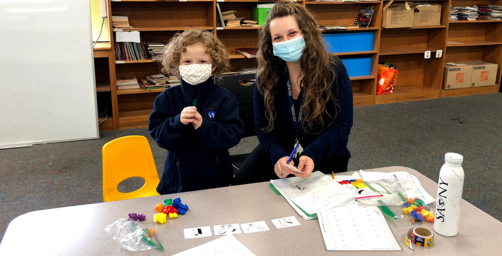 Future Utica Academy of Science elementary school Atoms are busy partaking in their Kindergarten Screening.