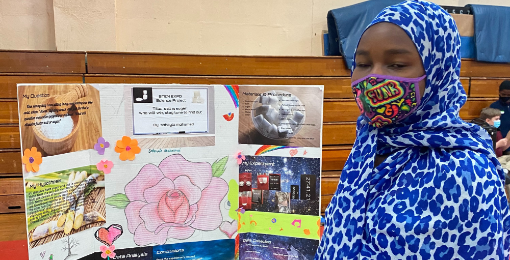 Utica Academy of Science middle school hosted its own STEM Expo where 6th grade students answered a variety of questions and implemented their science, research and ELA skills to present their topic to the class.