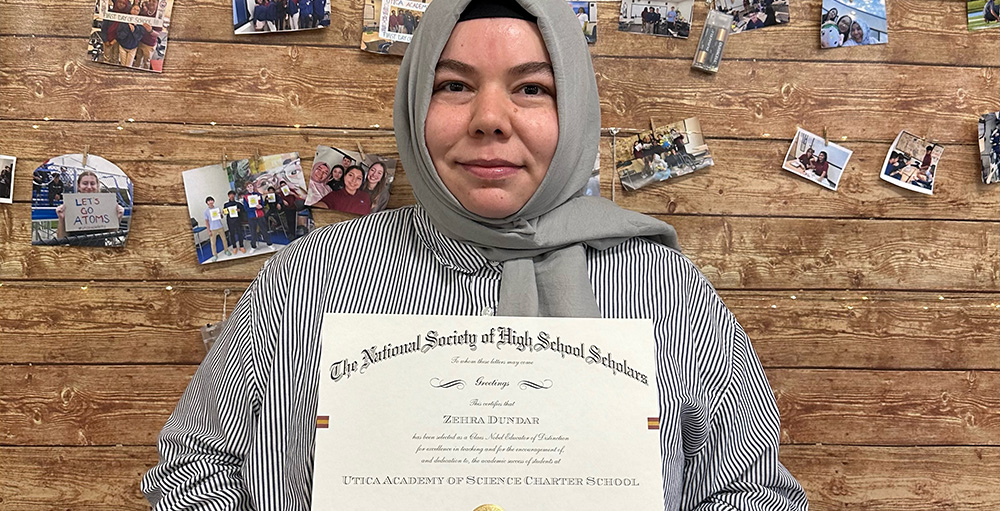 Utica Academy of Science Teacher Ms. Dundar Wins NSHSS Award